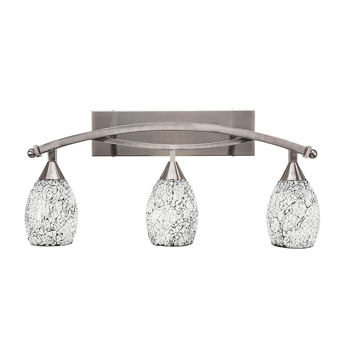 3Light Bath Vanity Brushed Nickel Finish with 5" Black Fusion Glass