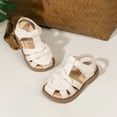thumbnail image 4 of Meckior Toddler Girls Sandals PU leather Hollow Out Striped Patchwork Shoes for Little Kids, 4 of 7