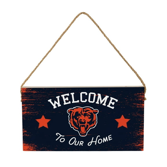 Chicago Bears 6" x 11" Welcome Home Wood Wall Sign with Rope Hanger