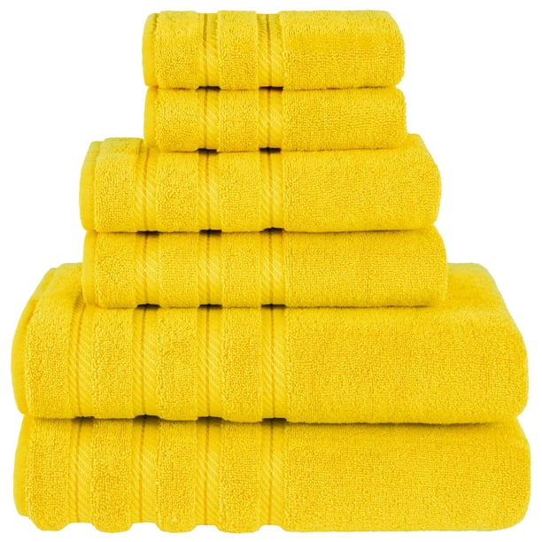 Juego de Toallas Americanas de Lino Suave 100% Algodón Carde 590 GSM 6 Piezas