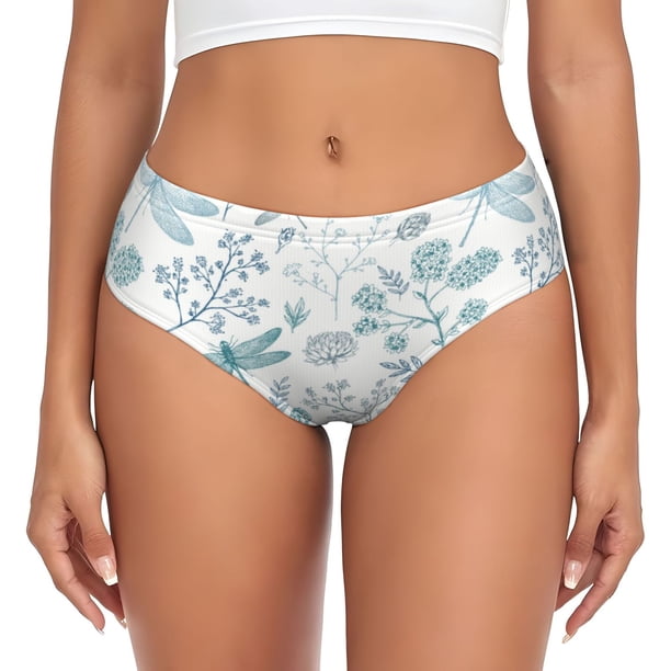 Fotbe Dragonfly Calzones Estampados para Mujer – Ropa Interior de Algodón, Cómoda, Suave y Elástica-Large
