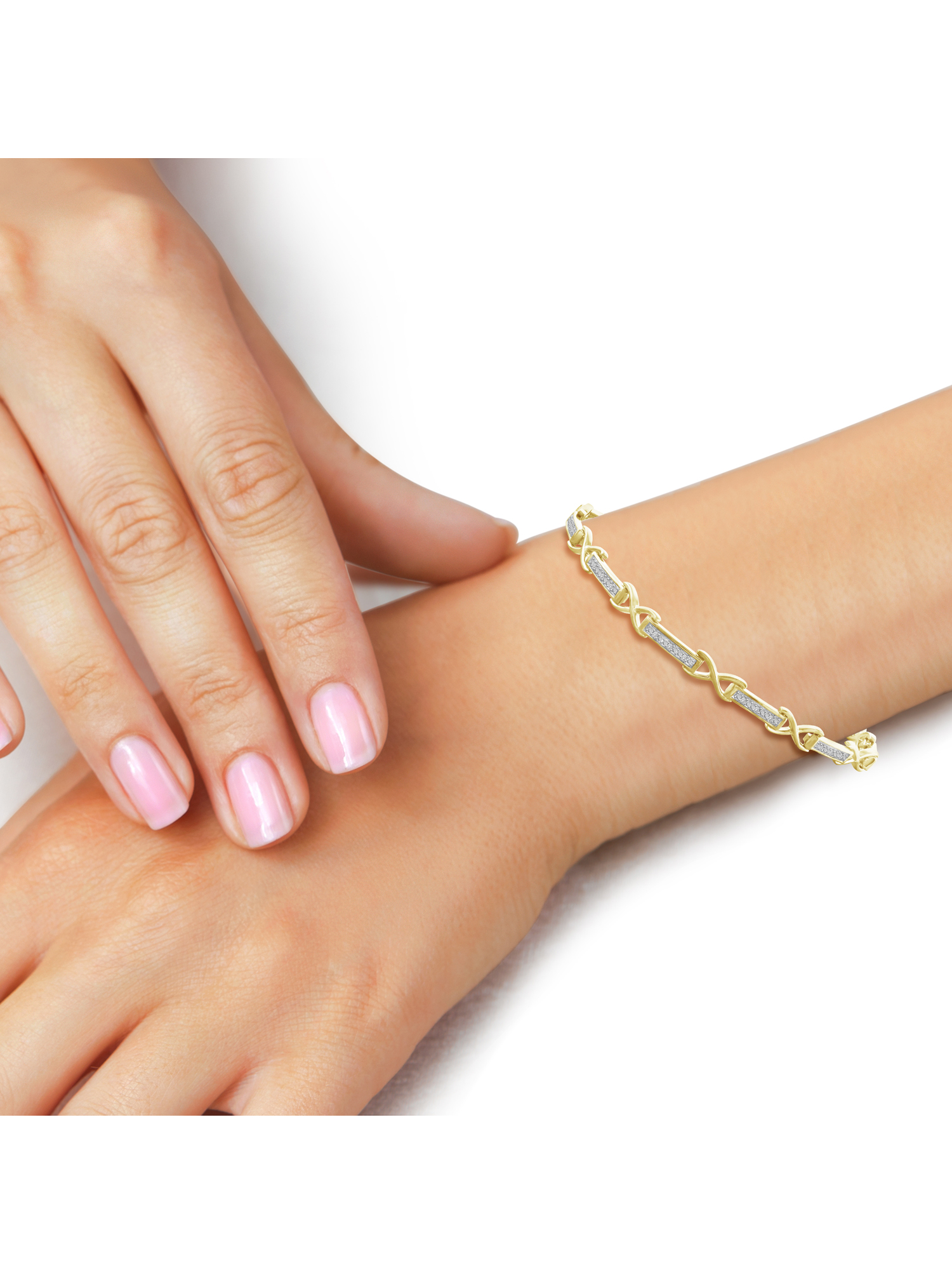 White Diamond Accent 14kt Gold over Silver Fashion Bracelet, 7.25