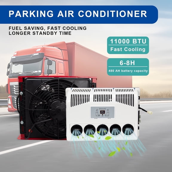 11000 BTU DC 12V Truck Cab Air Conditioner Split AC Kit for Semi Trucks Bus RV Caravan