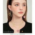 thumbnail image 4 of Linawe Fuchsia Hot Pink Heart Earrings for Women Trendy, Hypoallergenic Stainless Steel Gold Dangle Drop Earrings, Statement Unique Cute Preppy Stuff, Anniversary Valentines Gift, 4 of 6