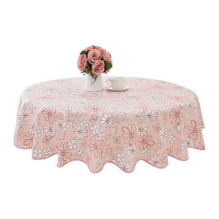 

didaw PVC Waterproof Lace Wave Edge Round Tablecloth for Kitchen Dining