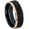 thumbnail image 3 of Matte Black Tungsten Wedding Band Black & Rose Gold Stepped Edge Tungsten Carbide Mens Anniversary Ring #779WFSs14, 3 of 3