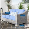 thumbnail image 3 of Lounge Loveseat Sofa, Rattan, Wicker, Light Grey Gray Light Blue, Modern Contemporary Urban Design, Outdoor Patio Balcony Cafe Bistro Garden Furniture Hotel Hospitality, 3 of 8
