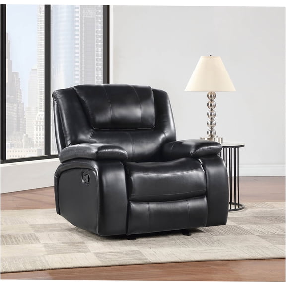 JERFIT Modern Glider Recliner Chair with Pillowtop Arms, Black Upholstered Recliner for Living Room, Nursery, Wall Hugger Design