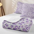 thumbnail image 4 of Erosebridal Glitter Leopard Print Quilt King for Girls, Sparkle Purple Spot King Coverlet Set, 3 Pieces, 4 of 7