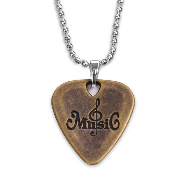 Metal Guitar Pick Necklace Zinc Alloy 1.2mm Thickness with Ball Chain