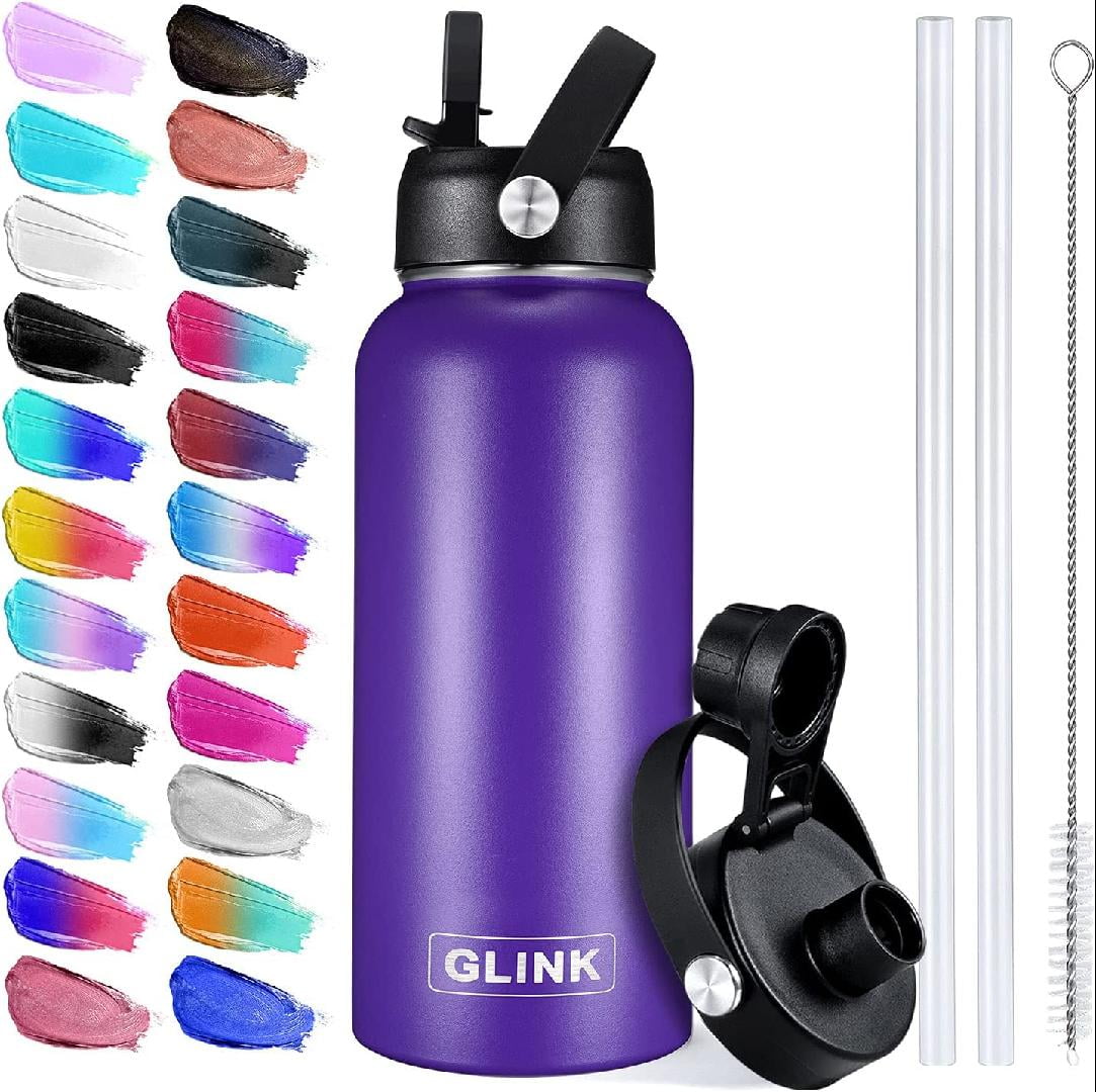 Swiss Tech Stainless Steel Insulated Water Bottle with Leakproof Chug Lid, Carabiner Clip Handle and Silicone Boot, 24oz, Soft Touch Green