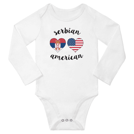 

Serbian and American Love Heart Baby Long Slevve Bodysuit Unisex Gifts (White 3-6 Months)
