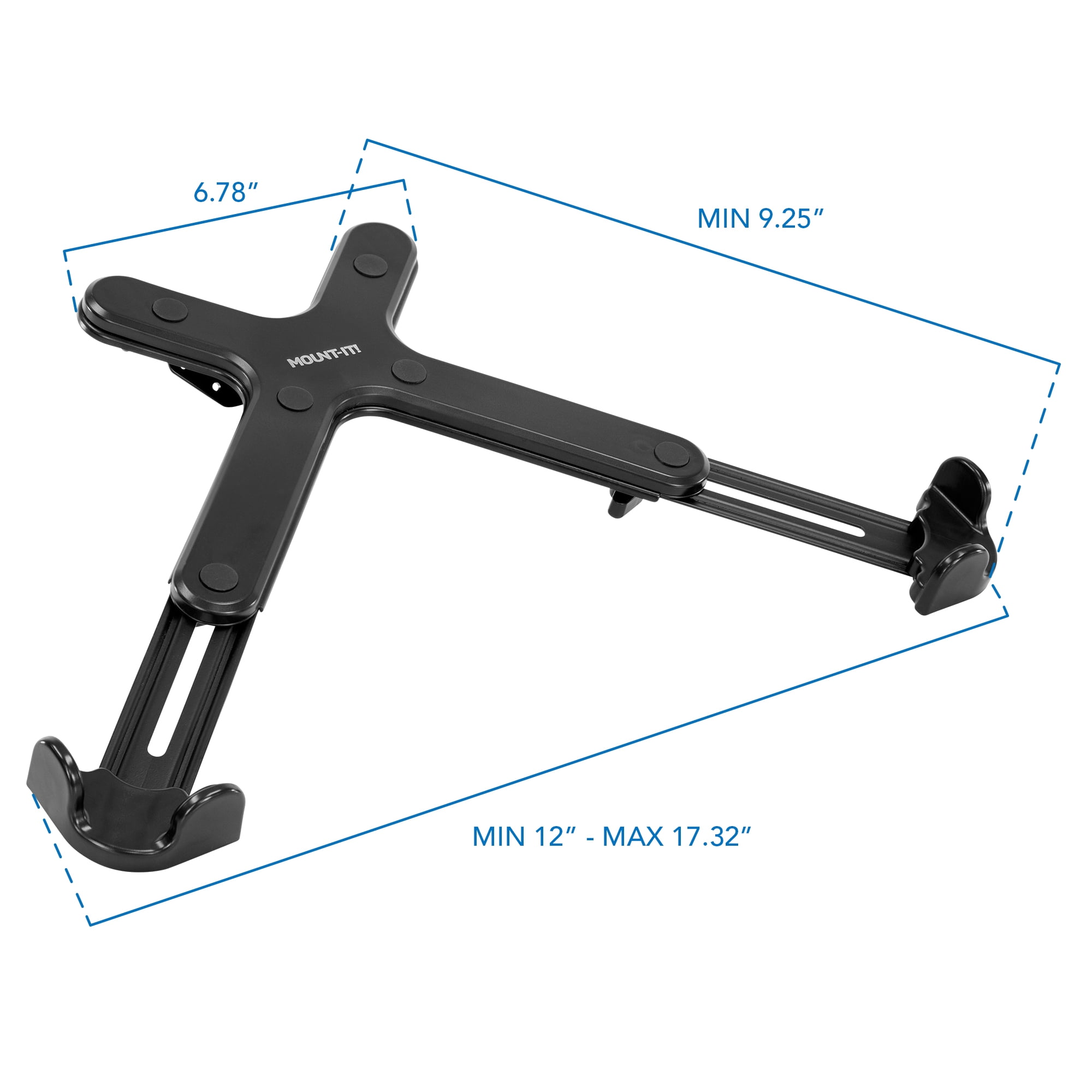 Mount-lt! Clamp-On Laptop Tray w/ Safety Straps | Fits 11"-17" Screens | DJ stand