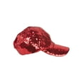 thumbnail image 4 of Womens Glitter Sequin Cap - Elastic Fit Baseball Hat - Red, 4 of 5