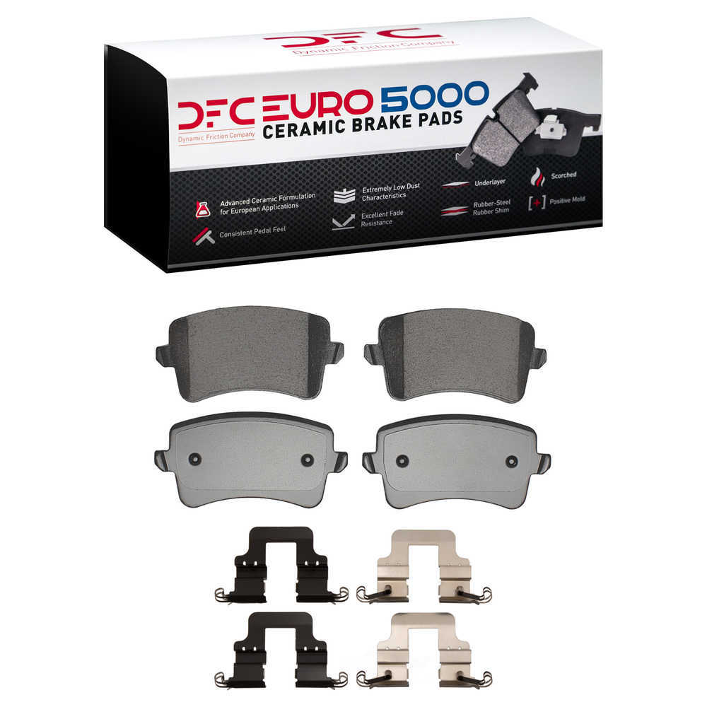 Dynamic Friction Company 1600-1386-01 DFC EURO 5000 Ceramic Brake Pads and Hardware Kit