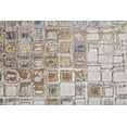 thumbnail image 3 of Feizy Laina Transitional Geometric, Tan/Ivory/Blue, 1'6" x 1'6" Swatch Easy Care Pet & Kid Friendly Stain Resistant Mid-Century Modern Distressed Design Carpet for Living Dining Bed Room, 3 of 8