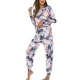 thumbnail image 2 of Conjunto de pijama para mujer Tie Dye suelto, cómodo y elegante, ropa de dormir de 2 piezas, pantalones superiores, ropa de dormir, 2 of 6