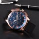 thumbnail image 3 of Reloj de cuarzo de cuero PU con esfera redonda de negocios para hombres digitales clásicos de moda (correa negra y esfera azul), 3 of 3