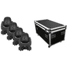 Encore Pro Lighting 4Pk AuraBeam 150 LED w/ Roadcase - 150w LED Moving Head Beam w/ ArtNet and 5 Pin DMX
