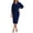 Navy, variant on Women Cowl Neck 3/4 Sleeve Midi Dresses Office Commuter Cocktail Business Slim Fit Dresses for Ladies