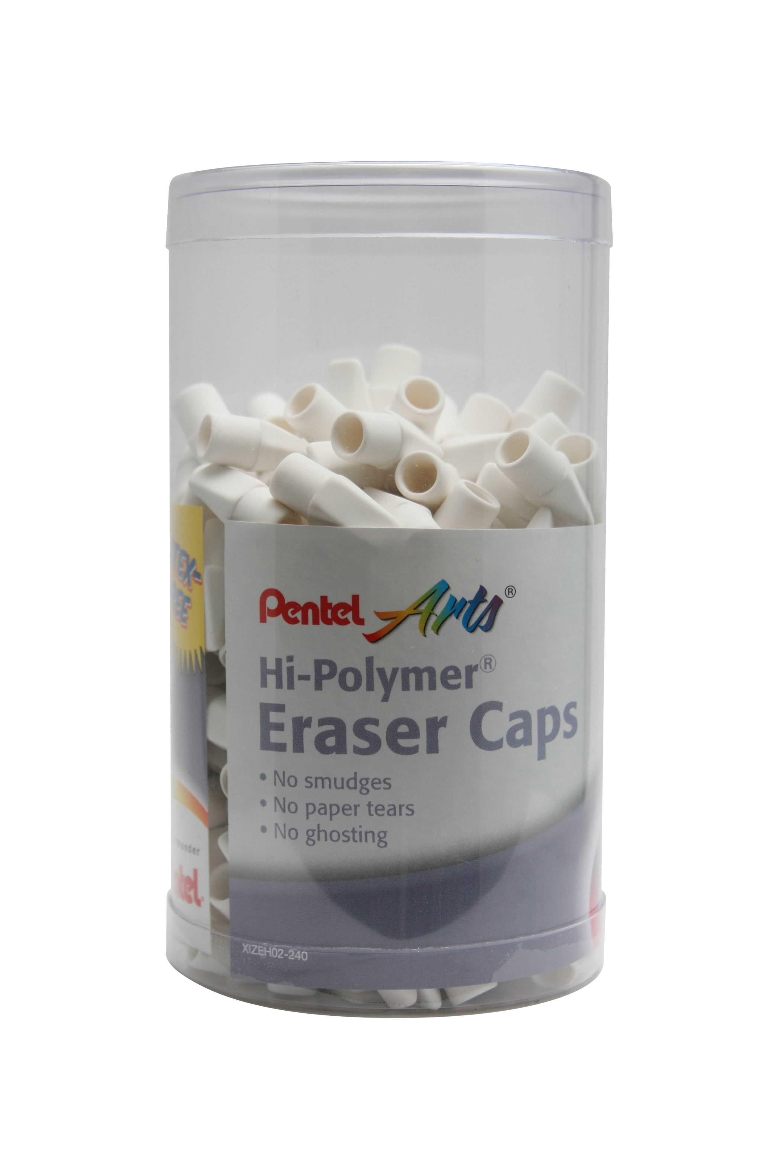 Pentel Arts HiPolymer Cap Eraser, Canister Display 240 Pieces