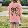 thumbnail image 2 of Tisuna Loose Fit Summer Tees For Girls Child Leopard Bow Print Short Sleeve Crew Neck Tops Comfortable Soft Toddler Kids Pullover Shirts Light Pink Size 3-4 Years, 2 of 4