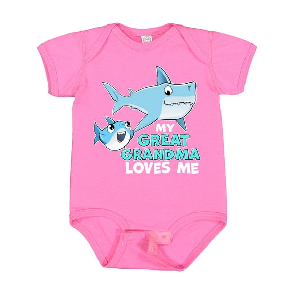 Inktastic My Great Grandma Loves Me with Cute Sharks Boys or Girls Baby Bodysuit