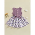 thumbnail image 2 of Suealasg Toddler Baby Girls Summer Dress 6M 1T 2T 3T 4T Sleeveless Round Neck Daisy Print A-line Dress Kids Birthday Princess Dress, 2 of 7