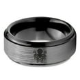 thumbnail image 2 of Tungsten Octopus Squid Sea Creature Band Ring 8mm Men Women Comfort Fit Black Step Bevel Edge Brushed Gray Polished, 2 of 4