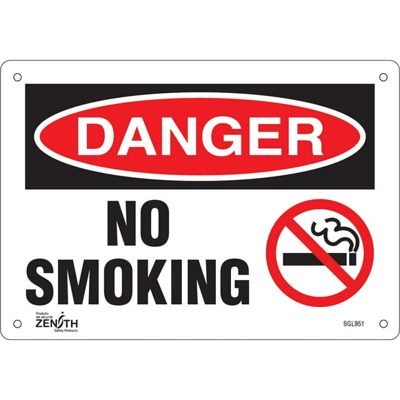 No Smoking Sign, 7" x 10", Aluminum, English with Pictogram