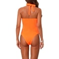 thumbnail image 3 of INSPIRE CHIC Women's Metal Buckle Cut Out Halter Ribbed Monokini Swimsuit, 1 Piece Deep V Push Up Tummy Control Bathing Suit Orange Medium, 3 of 5