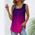 thumbnail image 4 of Camisetas sin mangas para las mujeres 2024 Chaleco de verano Suelto plisado Cuello cuadrado Top sin mangas Dobladillo curvo Suelto Top de mujer de tamaño (Hot Pink, XXL), 4 of 5