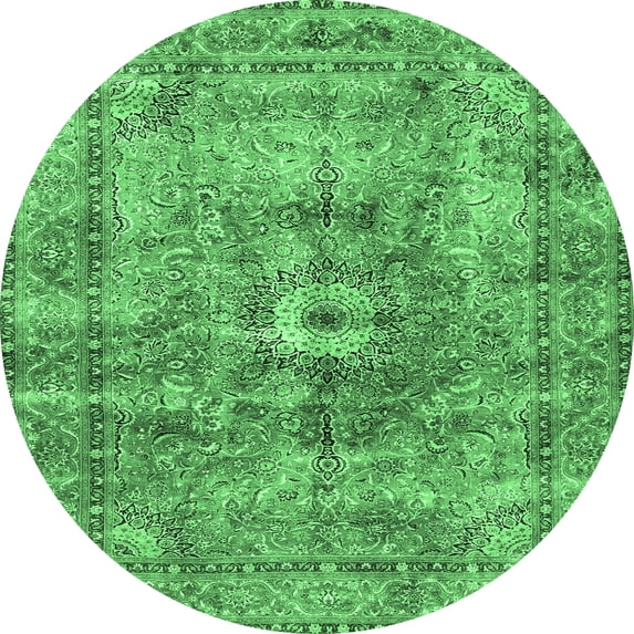 Ahgly Company Indoor Round Persian Emerald Green Traditional Area Rugs, 5' Round