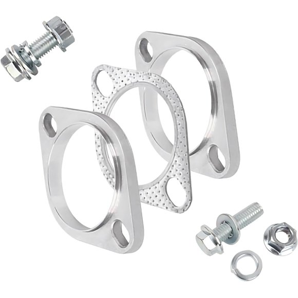 Car Exhaust Flange Repair Kit, 2 Bolt 2.5 inch System Kit with Gasket & Bolts, Pipe Universal for Most Flanges Replacement (Silver) -