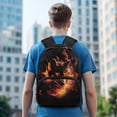 thumbnail image 3 of Pzuqiu Flame Wolf Print Kids Backpack for Boys Ages 6-8 17 Inch Elementary School Backpack with Adjustable Straps Large Capacity for School Travel Back to School Essential, 3 of 7
