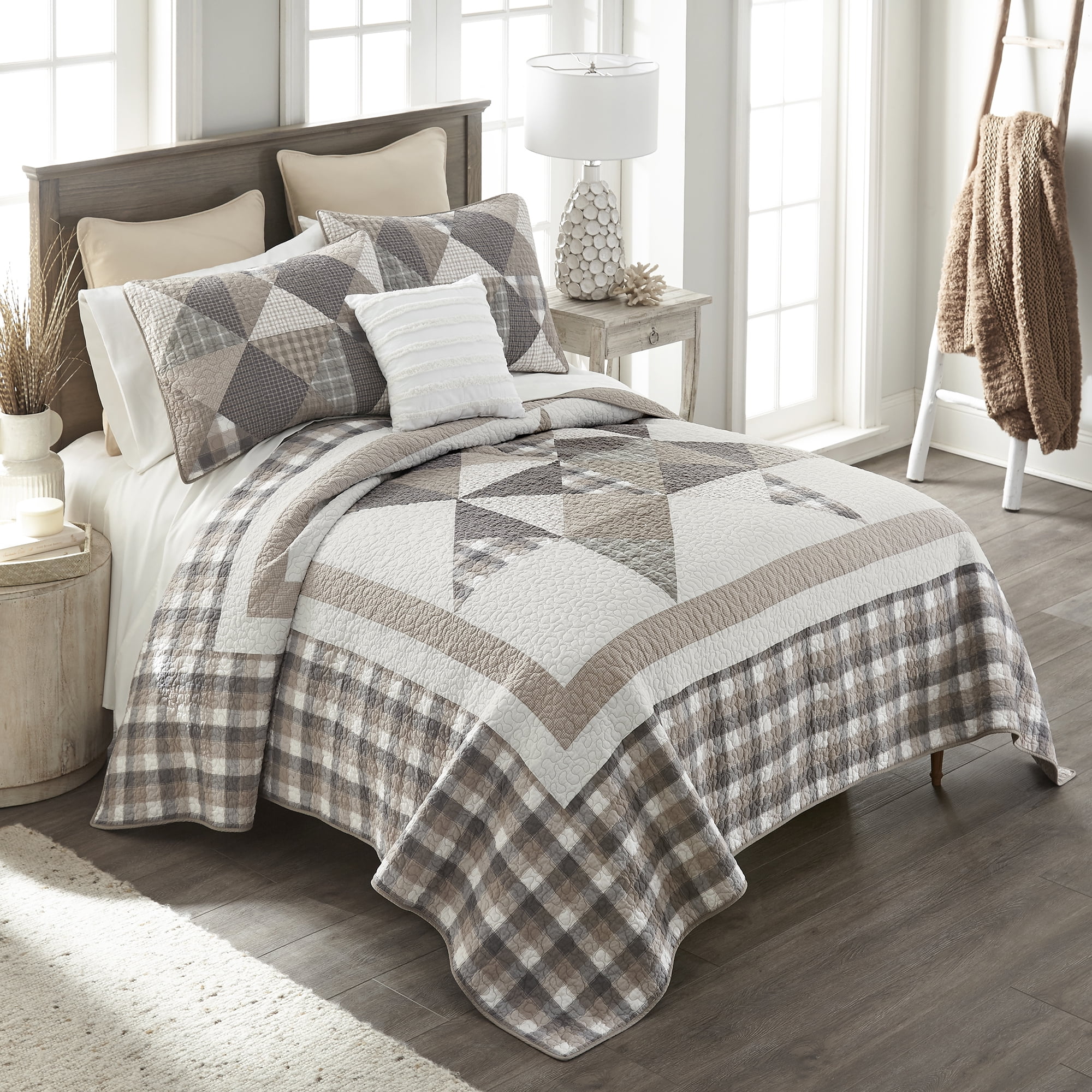 Donna Sharp Smoky Star 3PC Pieced Cotton Queen Quilt Set