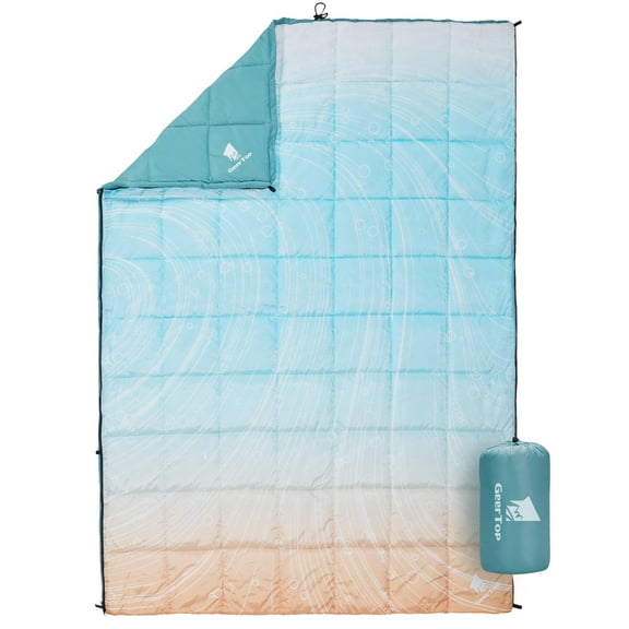 GEERTOP Lightweight Camping Blanket for Cold Weather – Warm Puffy Versatile Outdoor Sleeping Bag Blanket with Zipper for Backpacking, Hiking, Stadium, Travel