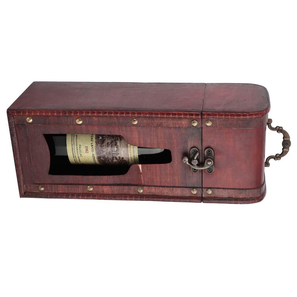 Mgaxyff Vintage Single Red Wine Storage Box Portable Wooden Wine