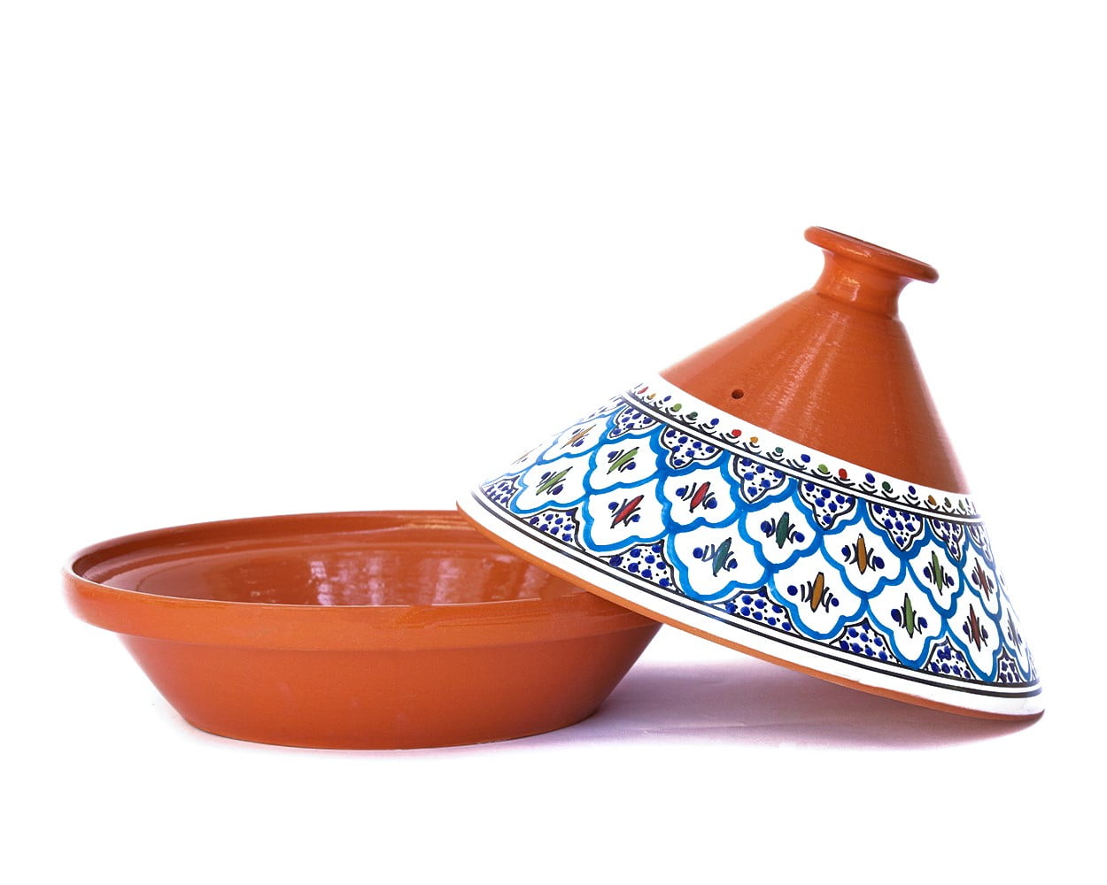 Medium Handpainted Moroccan Ceramic Bowl in Black/Orange 