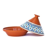 Kamsah Signature Turquoise Tagine | Handmade and Hand-Painted Ceramic Slow Cooker, Large