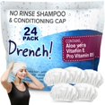 thumbnail image 1 of Drench - Gorros de champú sin enjuague con agua - Champú y acondicionador sin agua - Gorros de lavado de cabello seco para ancianos o postrados en cama - Contiene aloe vera vitamina E y provitamina B5, 1 of 5