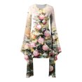 thumbnail image 5 of GDREDA Bright Colored Print Bat Sleeve Dress Irregular Party Dress for and Celebrations Light Yellow,M, 5 of 5