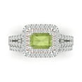 thumbnail image 2 of 3.05ct Brilliant Emerald Cut Natural Peridot 18K White/Rose Gold Halo Solitaire with Accents Engagement Bridal Wedding Ring Band Set size 4.75, 2 of 7