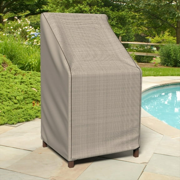 Budge 49" Brown and Beige Patio Stacked Chair/Barstool Cover, English Garden