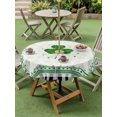 thumbnail image 3 of Outdoor Tablecloth with Umbrella Hole and Zipper, St. Patrick's Day Round Table Cloth 54 Inch Waterproof Tablecloth, Spring Green Shamrock Black White Plaid Picnic Table Cover for Patio Camping, 3 of 7