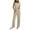 Beige, variant on ZZwxWA Womens Ribbed Knit Lounge Set Short Sleeve Top and Long Pants Pajamas V Neck 2 Piece Sleepwear Solid Color Sale