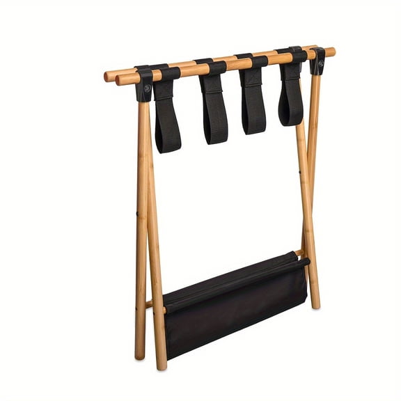 Bamboo 2-Tier Luggage Rack, Sturdy & Space-Saving Suitcase Stand for Guest Room, Bedroom, Entryway | Heavy-Duty Luggage Holder with Easy Assembly