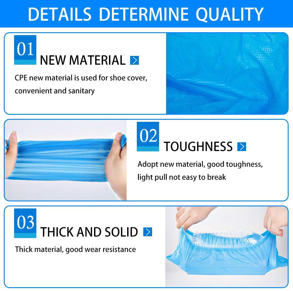 24 x premium disposable shoe covers overshoes 3.5g CPE blue embossed 12 pairs 