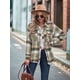 thumbnail image 4 of Camisas A Cuadros para Mujer, de Larga, con Botones, Estilo Babydoll, Peplum, Blusas Informales Extragrandes con Bolsillos Verde L, 4 of 7