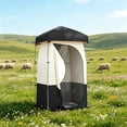 thumbnail image 3 of Portable Camping Shower Tent with 5.3 Gallon Solar Shower Bag Black Oxford Fabric Privacy Changing Tent with Removable Floor Mat Steel Frame Outdoor Shower Shelter with Ground Stakes and Carry Bag, 3 of 6